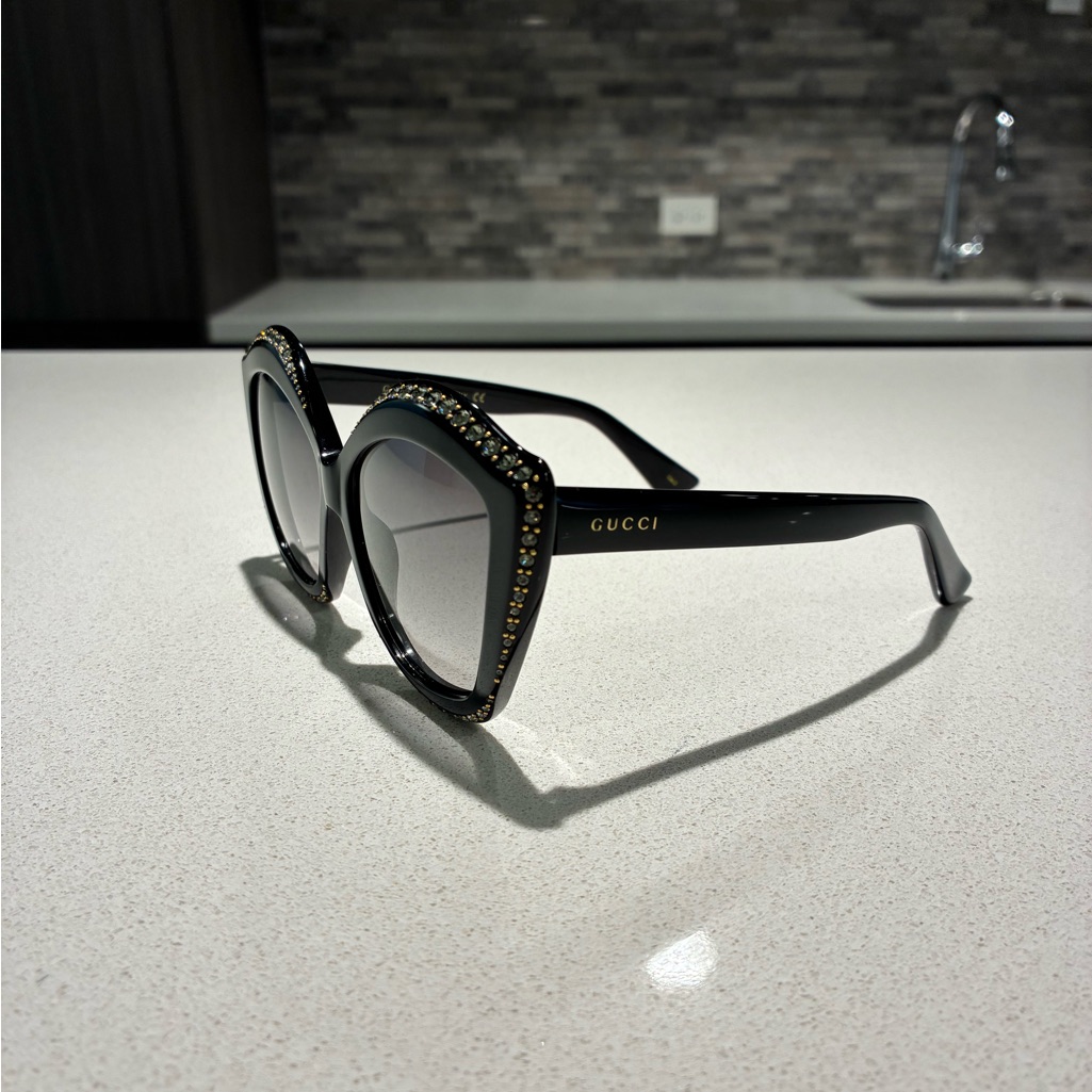 Gucci Black Sunglasses With Gold Detailing